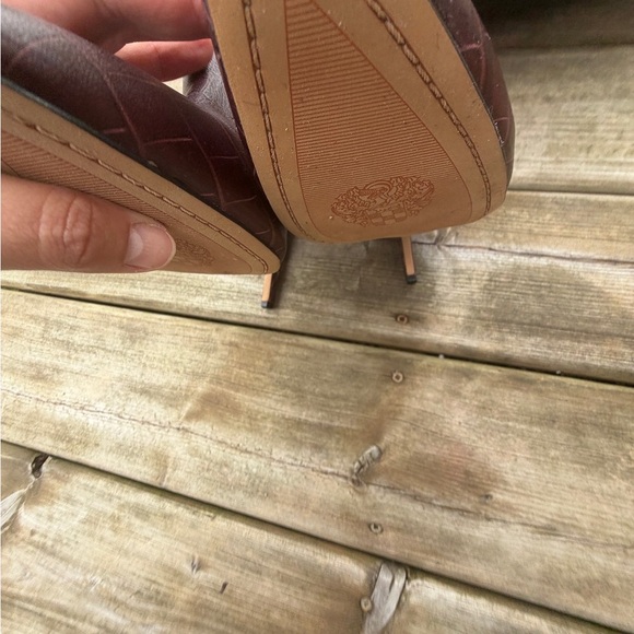 Vince Camuto Fendels Leather Croc Embossed Boots Womens 10 M EU 42s Redwood - Picture 6 of 14